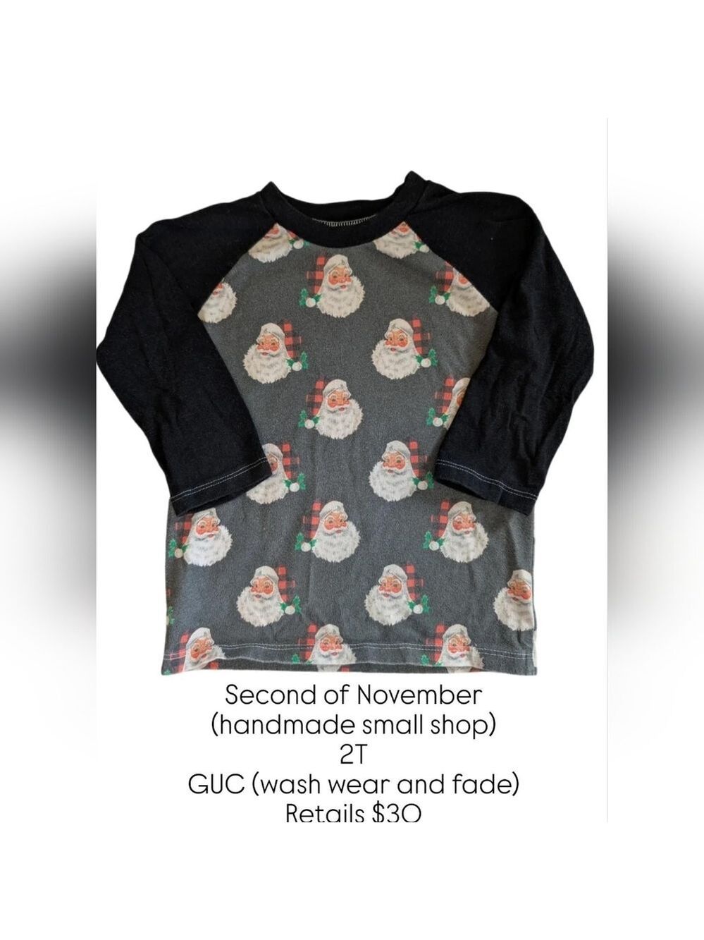 🇨🇦 Second Of November Long Sleeve‎ Santa Tee - Black and Gray